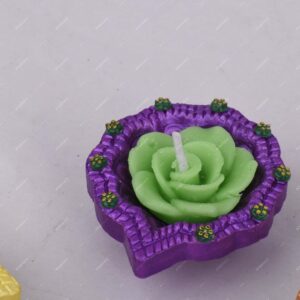 Homynest Handmade Clay Diya Pack of 12 Multicolor Rose Flower Wax Floating Candle Traditional Nakashiya