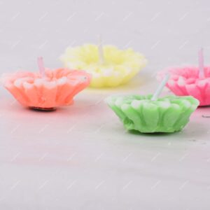 Homynest Wax Sunflower Diya Pack of 12 Multicolor Floating Flower Candles for Diwali Rangoli Decor Long