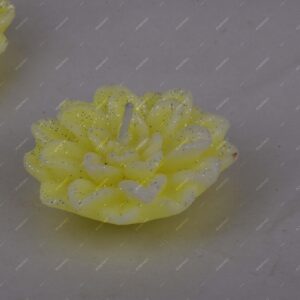 Homynest Wax Flower Floating Diya Candle Pack of 4 Yellow Glitter Long Burning Decorative Diya Traditional