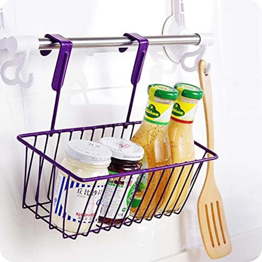 Homynest Set of4 Metal Wire Multipurpose Over Door Basket Hanging Cabinet Storage Organizer Bin for Kitchen Pantry Bathroom Black Space Saving Durable Heavy Duty Compact and Durable